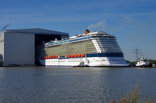 Post image for Celebrity Reflection emerges into sunlight at float out